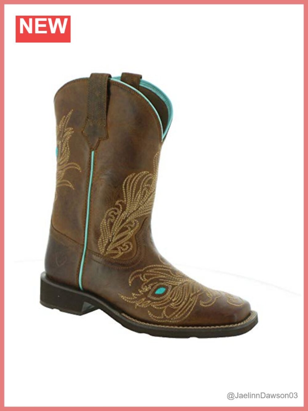 Western Boot Full-Grain Leather Square Toe Mid-Calf Work